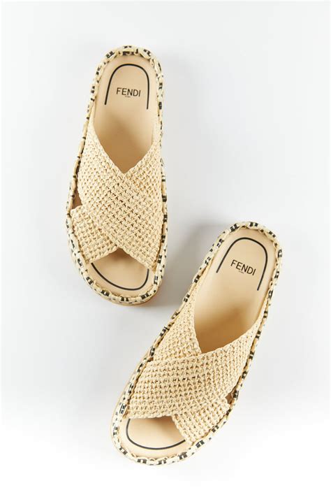 fendi raffia mules|fendi women's slides.